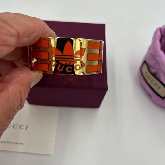 Women’s Gucci X Adidas gold/orange cuff bracelet made in Italy - Picture 8 of 8